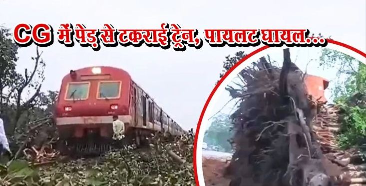 पेड़ से टकराई पैसेंजर ट्रेन पायलट घायल